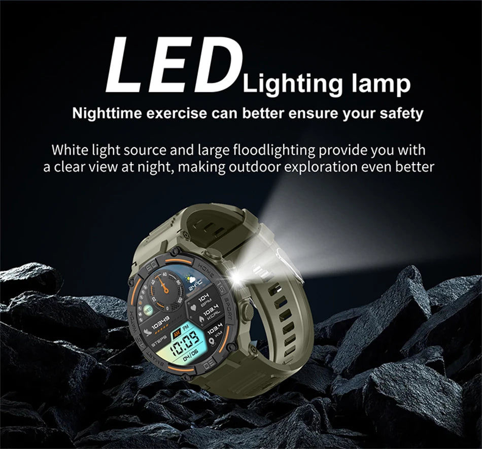 Sport Smart Watch Men 360*360 HD Screen LED Light Heart Rate Fitness Waterproof Voice Assistant BT Call Smartwatch For Huawei