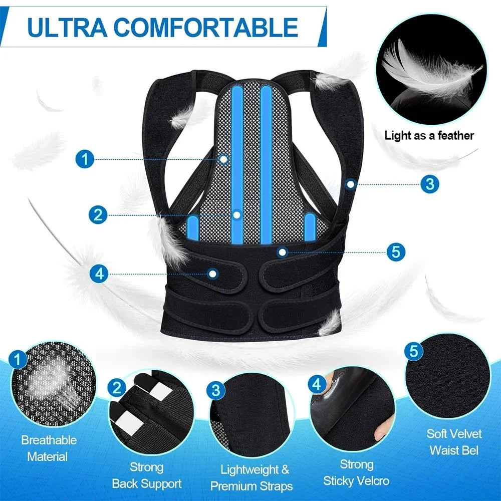 Back Support Brace Posture Corrector for Women and Men Back Straightener Posture Corrector Scoliosis and Hunchback Correction