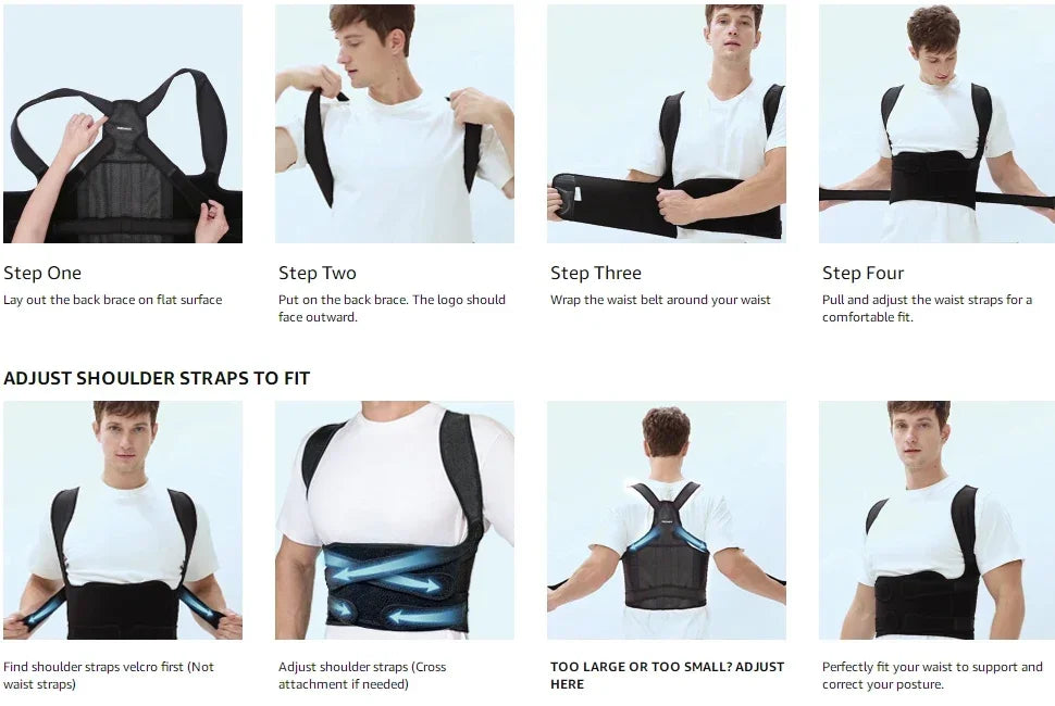 Back Support Brace Posture Corrector for Women and Men Back Straightener Posture Corrector Scoliosis and Hunchback Correction