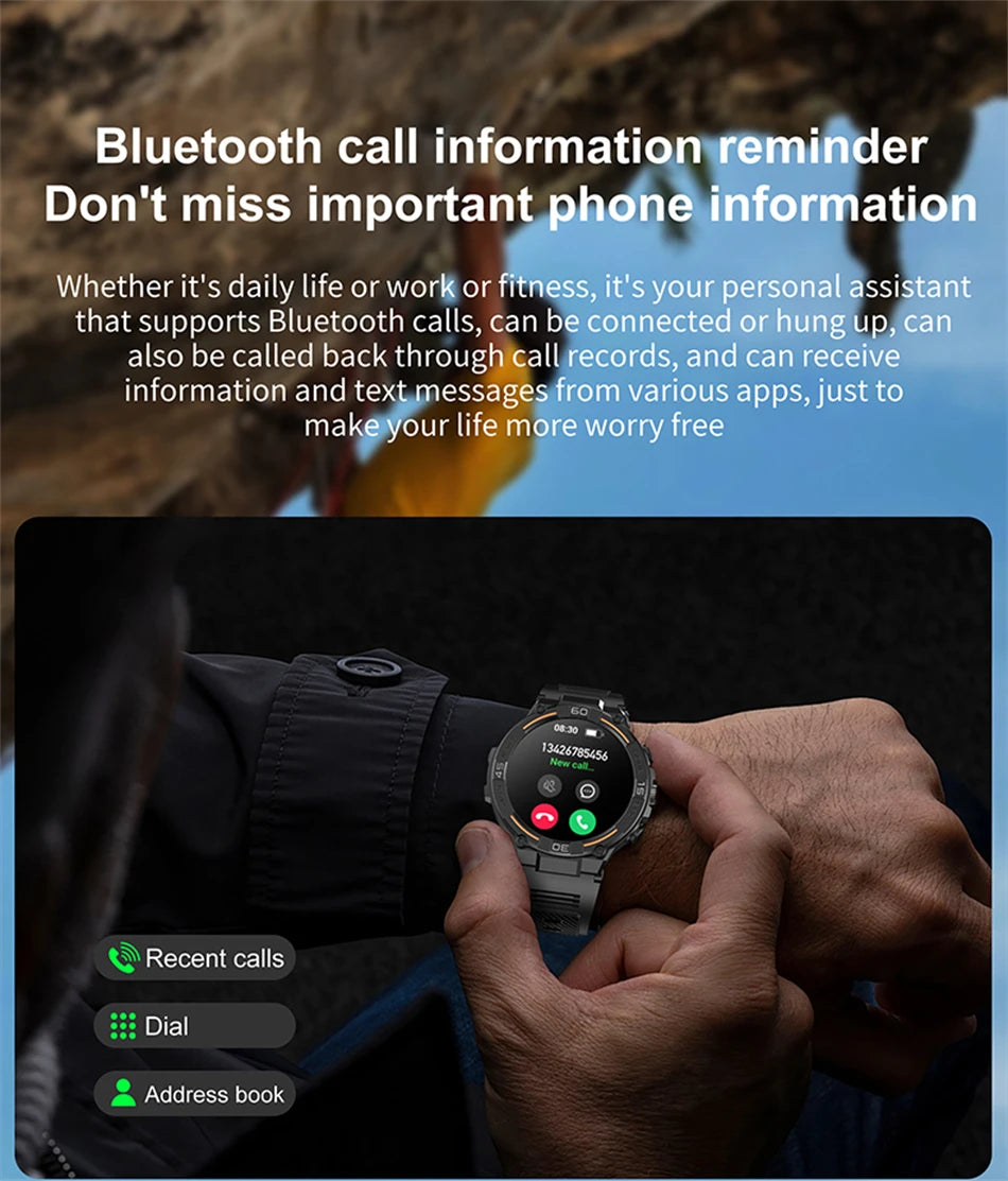 Sport Smart Watch Men 360*360 HD Screen LED Light Heart Rate Fitness Waterproof Voice Assistant BT Call Smartwatch For Huawei