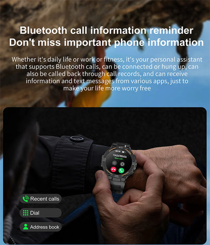 Sport Smart Watch Men 360*360 HD Screen LED Light Heart Rate Fitness Waterproof Voice Assistant BT Call Smartwatch For Huawei