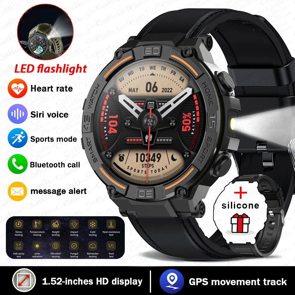 Sport Smart Watch Men 360*360 HD Screen LED Light Heart Rate Fitness Waterproof Voice Assistant BT Call Smartwatch For Huawei