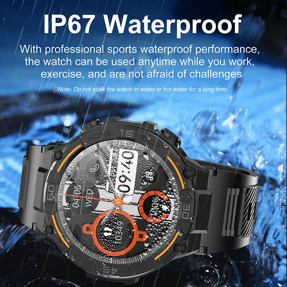 Sport Smart Watch Men 360*360 HD Screen LED Light Heart Rate Fitness Waterproof Voice Assistant BT Call Smartwatch For Huawei