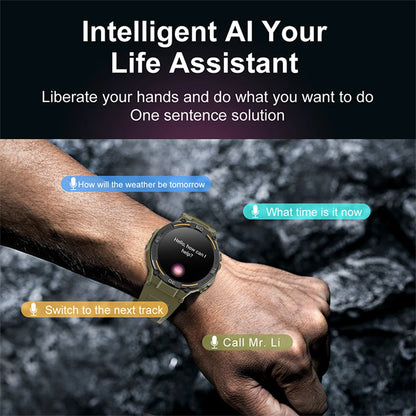 Sport Smart Watch Men 360*360 HD Screen LED Light Heart Rate Fitness Waterproof Voice Assistant BT Call Smartwatch For Huawei