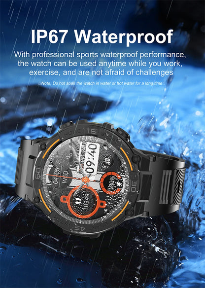 Sport Smart Watch Men 360*360 HD Screen LED Light Heart Rate Fitness Waterproof Voice Assistant BT Call Smartwatch For Huawei