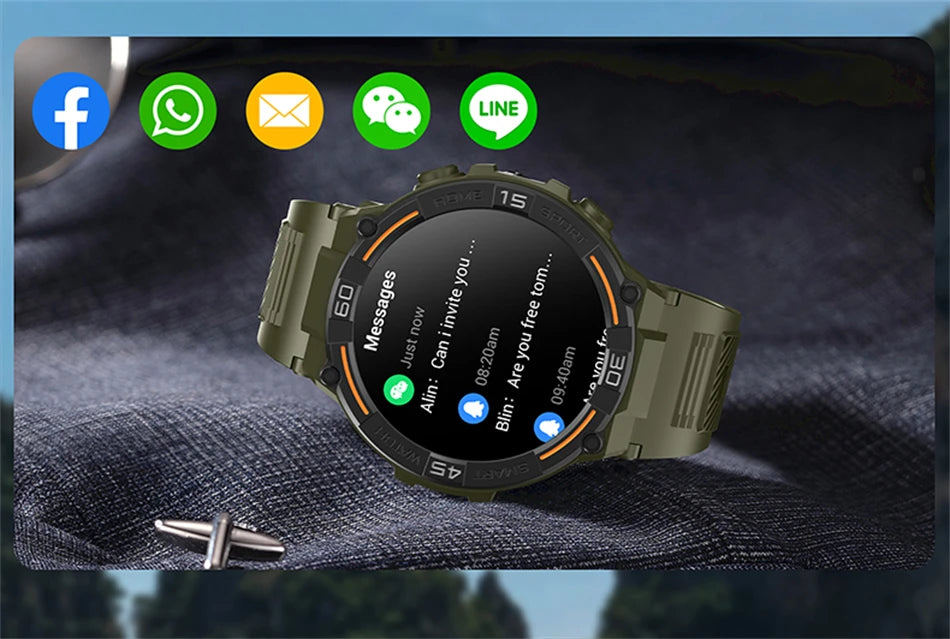 Sport Smart Watch Men 360*360 HD Screen LED Light Heart Rate Fitness Waterproof Voice Assistant BT Call Smartwatch For Huawei
