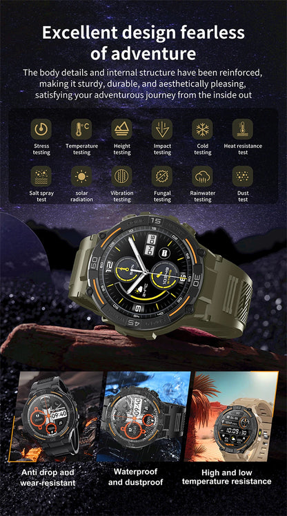 Sport Smart Watch Men 360*360 HD Screen LED Light Heart Rate Fitness Waterproof Voice Assistant BT Call Smartwatch For Huawei