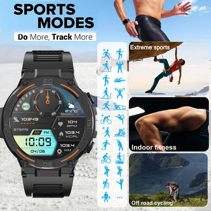 Sport Smart Watch Men 360*360 HD Screen LED Light Heart Rate Fitness Waterproof Voice Assistant BT Call Smartwatch For Huawei