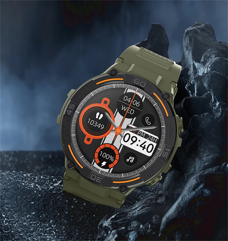 Sport Smart Watch Men 360*360 HD Screen LED Light Heart Rate Fitness Waterproof Voice Assistant BT Call Smartwatch For Huawei
