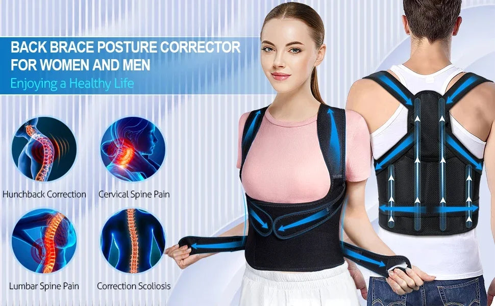 Back Support Brace Posture Corrector for Women and Men Back Straightener Posture Corrector Scoliosis and Hunchback Correction