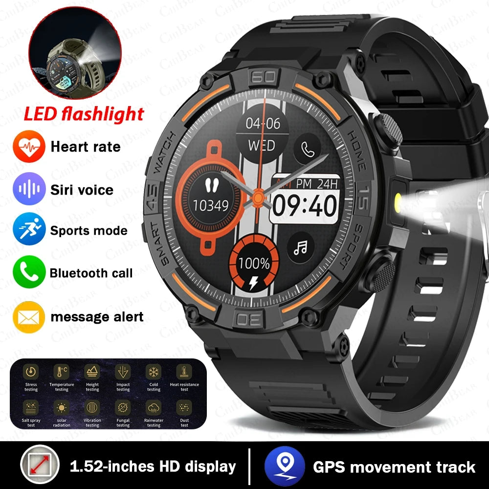 Sport Smart Watch Men 360*360 HD Screen LED Light Heart Rate Fitness Waterproof Voice Assistant BT Call Smartwatch For Huawei