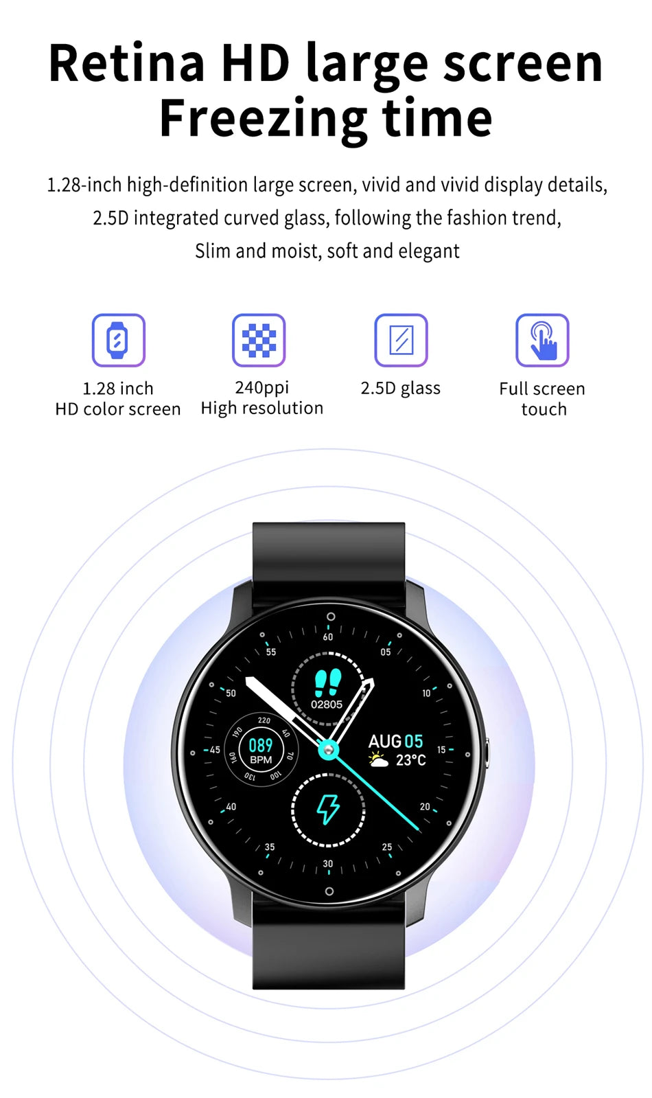 LIGE Smart Watch Women Men Full Touch Screen Bluetooth 5.2 Call Waterproof Watches Sports Fitness Tracker Factory IP67 ZL02 New