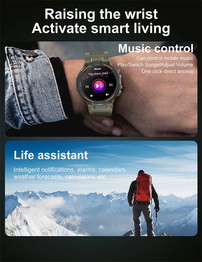 Sport Smart Watch Men 360*360 HD Screen LED Light Heart Rate Fitness Waterproof Voice Assistant BT Call Smartwatch For Huawei