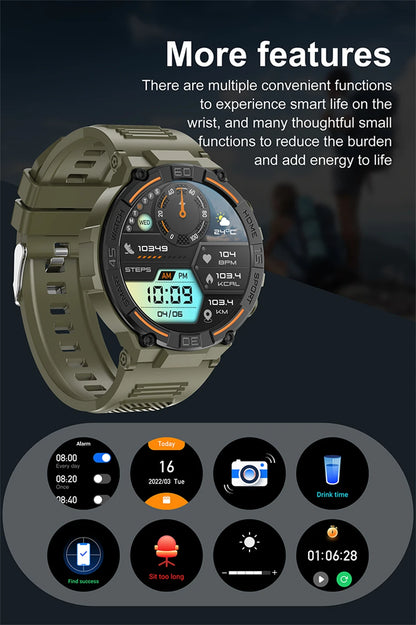 Sport Smart Watch Men 360*360 HD Screen LED Light Heart Rate Fitness Waterproof Voice Assistant BT Call Smartwatch For Huawei