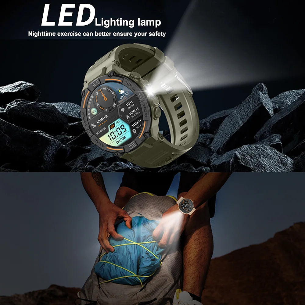 Sport Smart Watch Men 360*360 HD Screen LED Light Heart Rate Fitness Waterproof Voice Assistant BT Call Smartwatch For Huawei