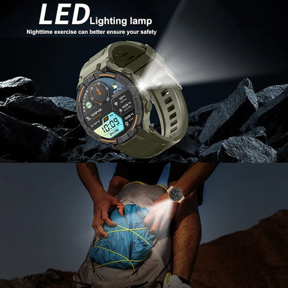Sport Smart Watch Men 360*360 HD Screen LED Light Heart Rate Fitness Waterproof Voice Assistant BT Call Smartwatch For Huawei