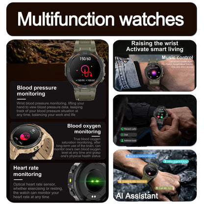 Sport Smart Watch Men 360*360 HD Screen LED Light Heart Rate Fitness Waterproof Voice Assistant BT Call Smartwatch For Huawei