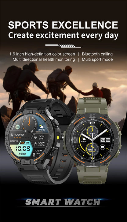 Sport Smart Watch Men 360*360 HD Screen LED Light Heart Rate Fitness Waterproof Voice Assistant BT Call Smartwatch For Huawei