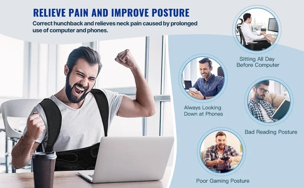 Back Support Brace Posture Corrector for Women and Men Back Straightener Posture Corrector Scoliosis and Hunchback Correction