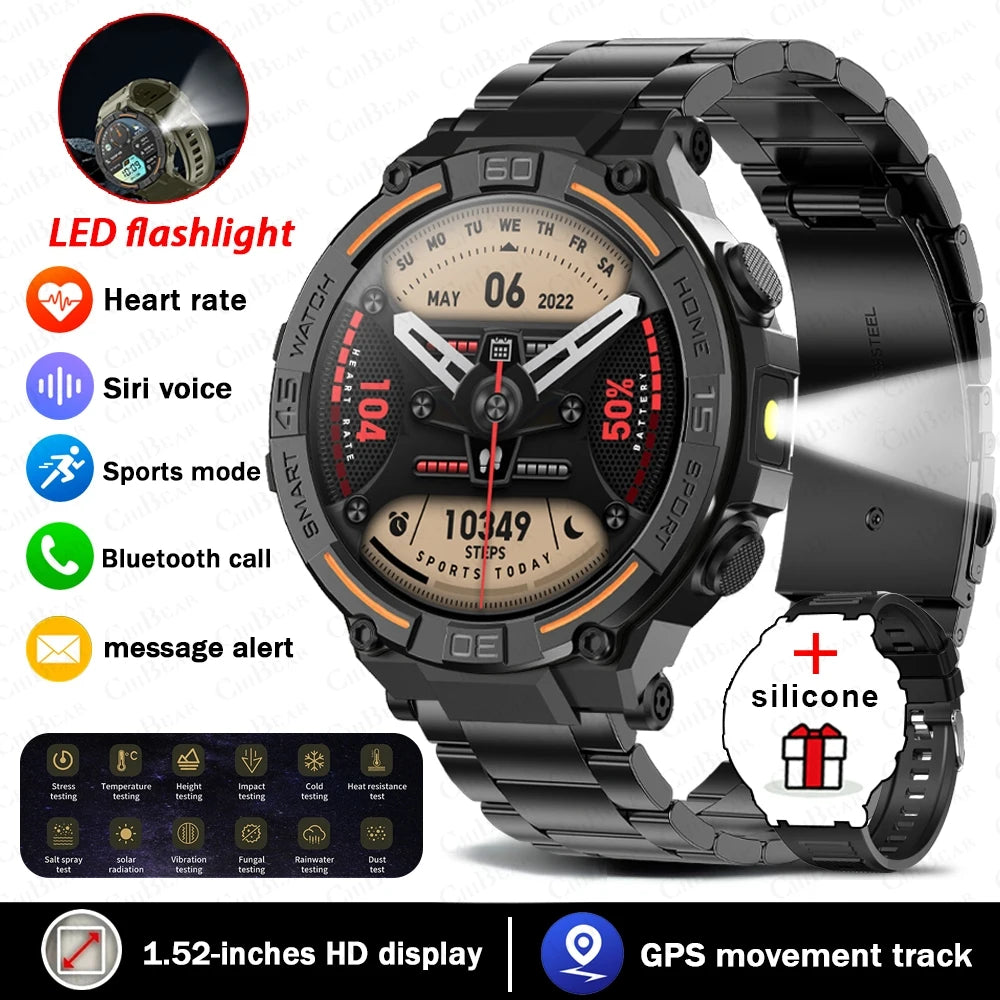 Sport Smart Watch Men 360*360 HD Screen LED Light Heart Rate Fitness Waterproof Voice Assistant BT Call Smartwatch For Huawei