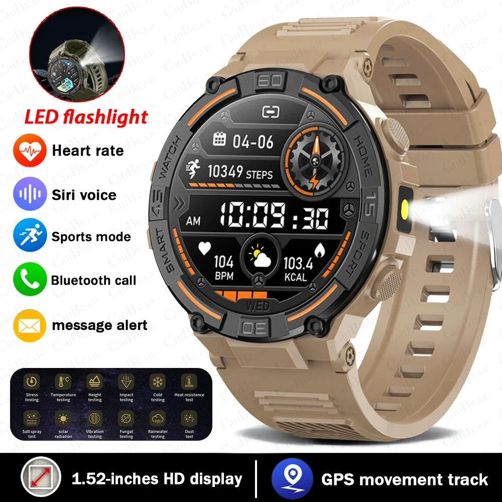 Sport Smart Watch Men 360*360 HD Screen LED Light Heart Rate Fitness Waterproof Voice Assistant BT Call Smartwatch For Huawei
