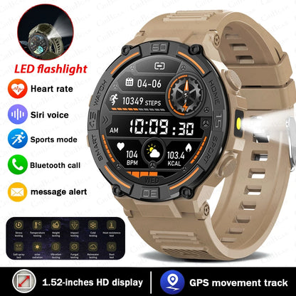 Sport Smart Watch Men 360*360 HD Screen LED Light Heart Rate Fitness Waterproof Voice Assistant BT Call Smartwatch For Huawei